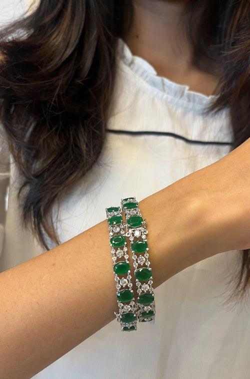 Aahana Diamond Bangles With Coloured Crystals