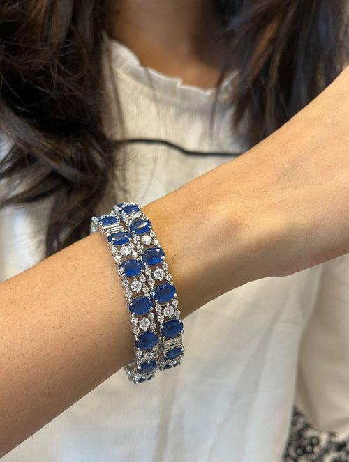 Aahana Diamond Bangles With Coloured Crystals