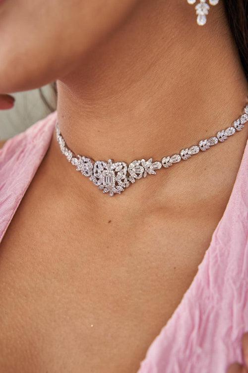 Esabelle Diamond Choker / Necklace with Long Earrings