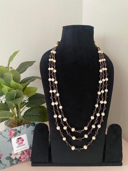 Hesha Pearl And Pumpkin Beads Mala