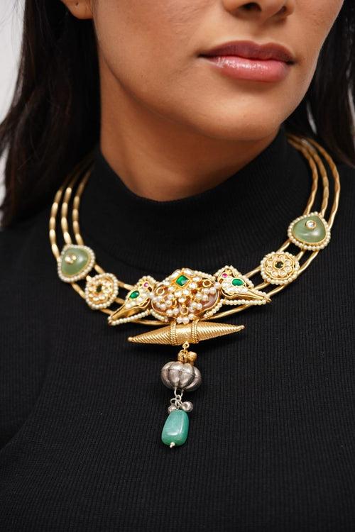 Malika Adjustable Banjaran Statement Stiff Necklace