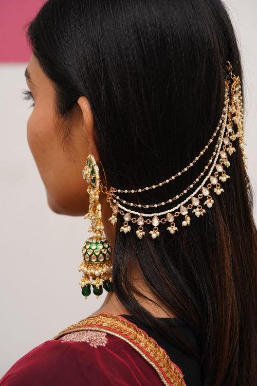 Malini Three-Layer Uncut Diamond Hair Chain