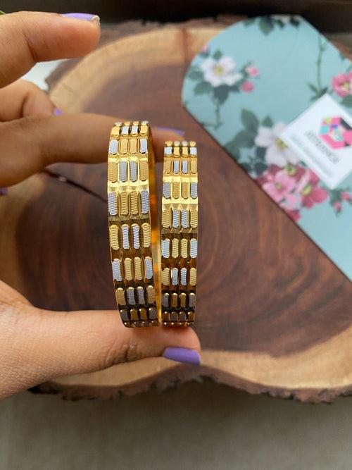 Meeta Thick Dual Polish Bangle | CNC Gold Plated