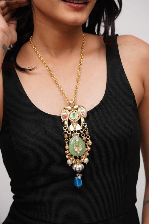 Nikita Banjaran Statement Long Necklace | Gold Polish