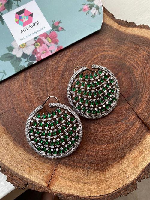 Ojasvi Oversized Emerald And Diamond Stud | Victorian Polish