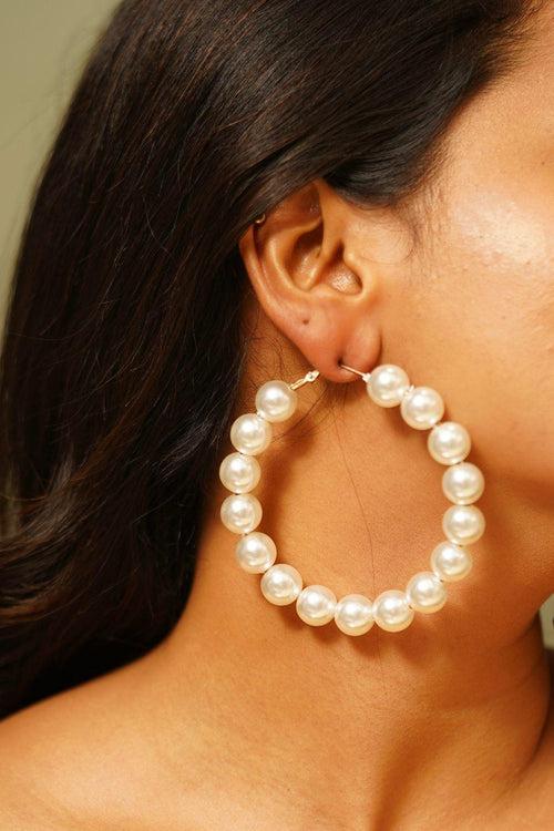 Rachael Huge Pearl Party Wear Hoops