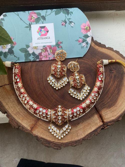 Rushi Meenakari Traditional Hasli Set