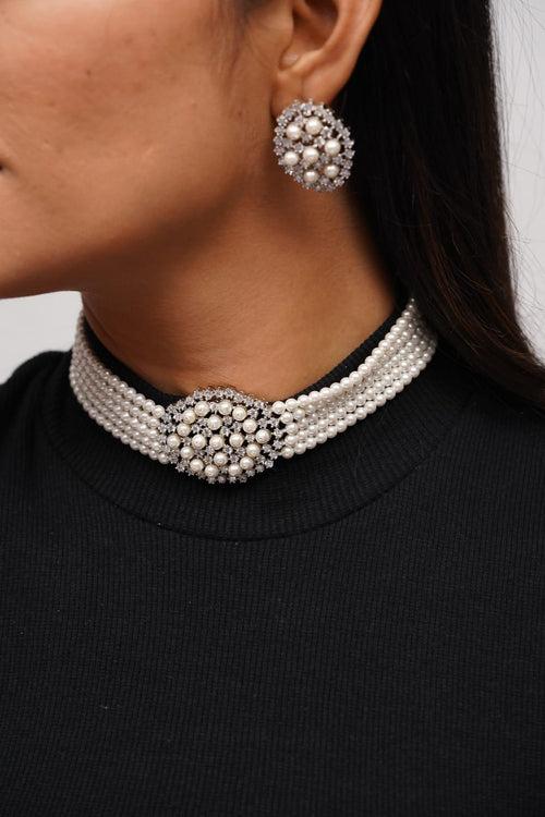 Snowlyn Pearl And Diamond Choker