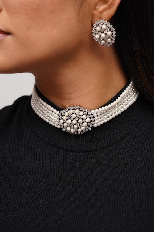 Snowlyn Pearl And Diamond Choker