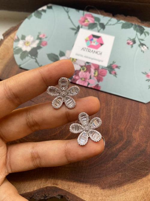 Suzanna Floral Baugette Diamond Studs