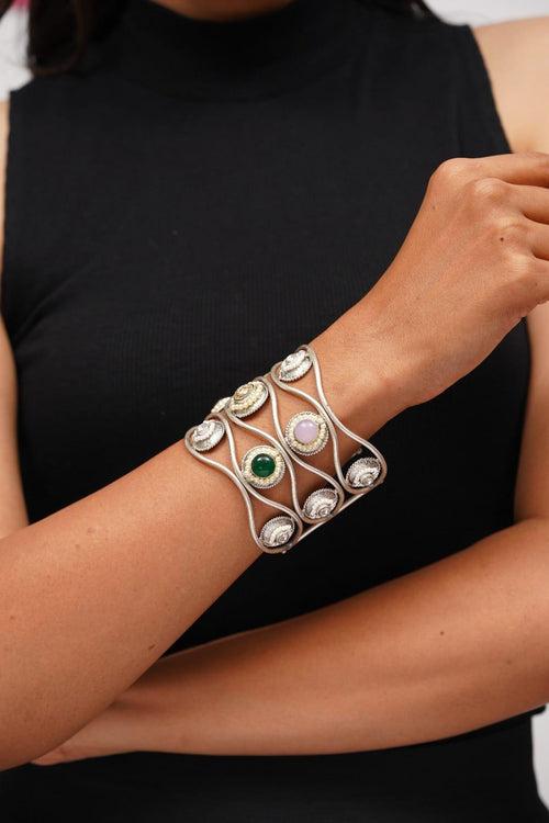 Tanya Banjaran Statement Bracelet | Gold And Silver Polish