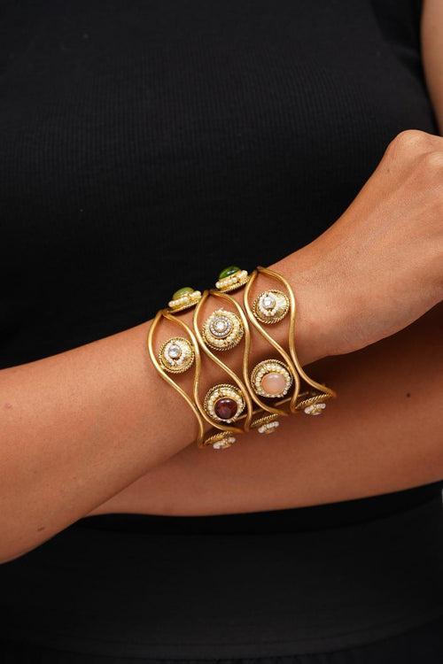 Tanya Banjaran Statement Bracelet | Gold And Silver Polish