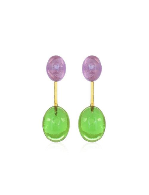 Green Dual Ball Earrings