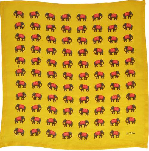 Yellow Elephant Pocket Square