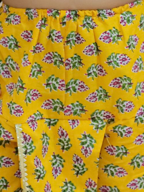 BownBee Pure Cotton Full Sleeve Printed Kurta Dhoti for Boys- Yellow