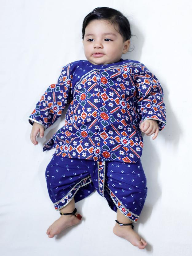 BownBee Infants Kurta Nectar Blue Dhoti Kurta Set For Boys - Blue