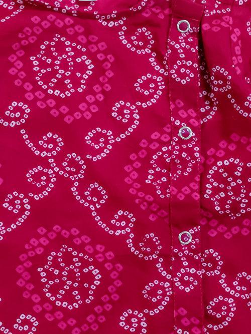 BownBee Pure Cotton Printed Kurta Dhoti Set for Baby Boy - Pink