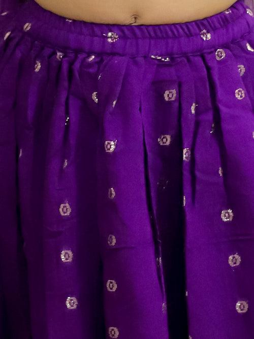 BownBee Pure Chanderi Choli with Lehenga & Dupatta for Girls - Purple