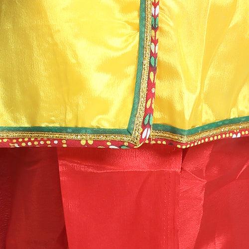 BownBee Full Sleeves Kanhaiya Suit With Basuri & Mukut With Band - Yellow Red