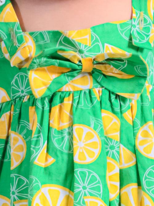 LemonLush Summer Dress for Girls - Green