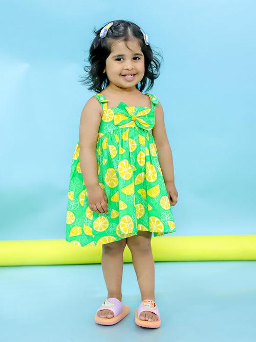 LemonLush Summer Dress for Girls - Green