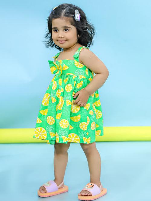 LemonLush Summer Dress for Girls - Green