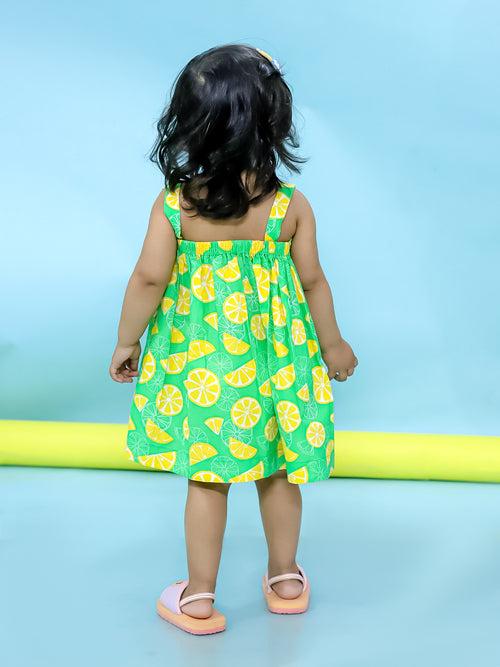 LemonLush Summer Dress for Girls - Green