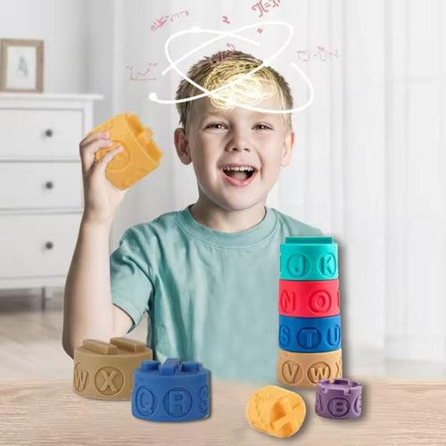 6pc Soft Rubber ABC Building Blocks for Toddler