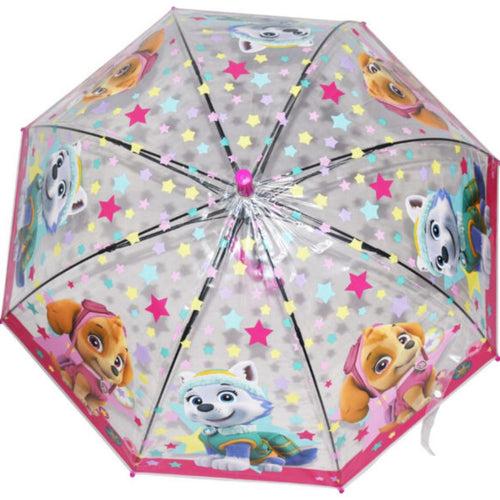 Premium Quality Theme Printed Transparent Umbrella For Kids (Paw Patrol Pink)