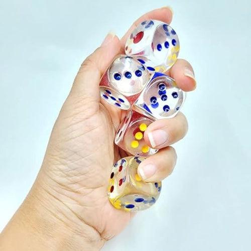 6-Sided Transparent Jumbo Dice with Colored Dots Pack of 2