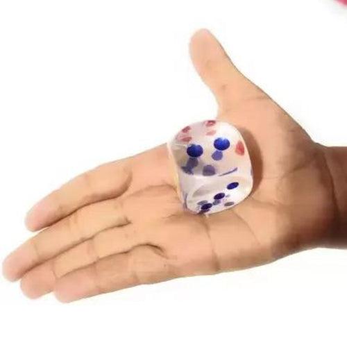 6-Sided Transparent Jumbo Dice with Colored Dots Pack of 2