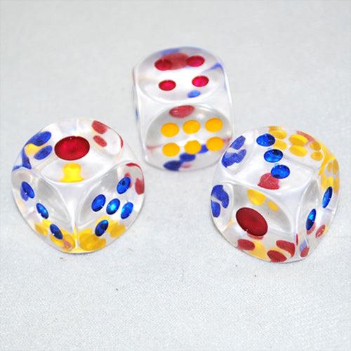 6-Sided Transparent Jumbo Dice with Colored Dots Pack of 2