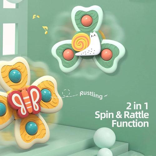 3 Pcs Silicone Suction Cup Spinner Bath Toys for Kids