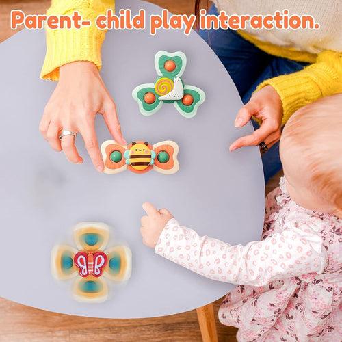 3 Pcs Silicone Suction Cup Spinner Bath Toys for Kids