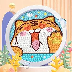 Cute Animals: Round Sparkling Diamond Painting Kits with Easel Stand- Adorable DIY Art Kit