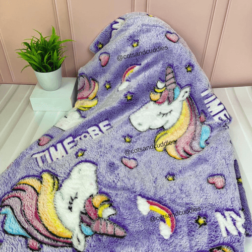 Soft Warm Cozy Furry Blanket Glow in The Dark 5x6ft (Unicorn)