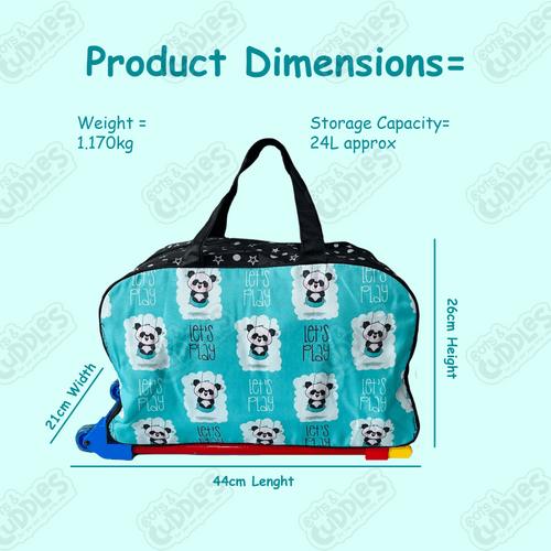 Cartoon-Themed Duffel Bag with Trolley For Kids (Panda)