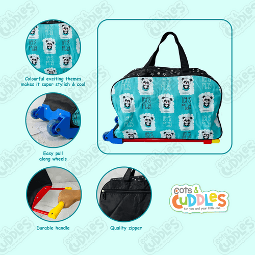 Cartoon-Themed Duffel Bag with Trolley For Kids (Panda)