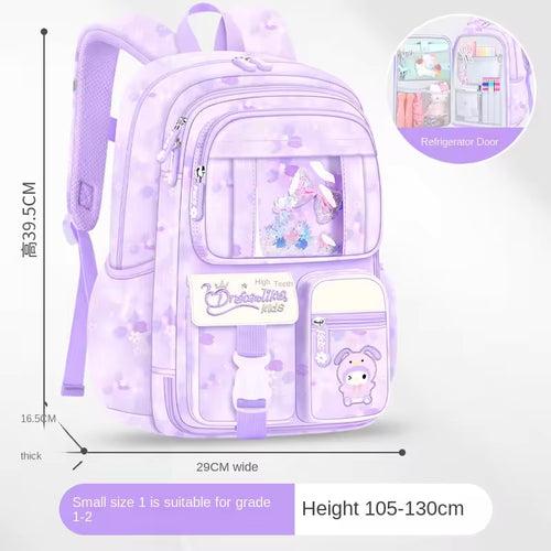 Flower Design Backpack for School Kids with Multiple Zip Pockets