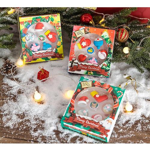 Christmas-Themed 3D Erasers for Kids Pack of 5