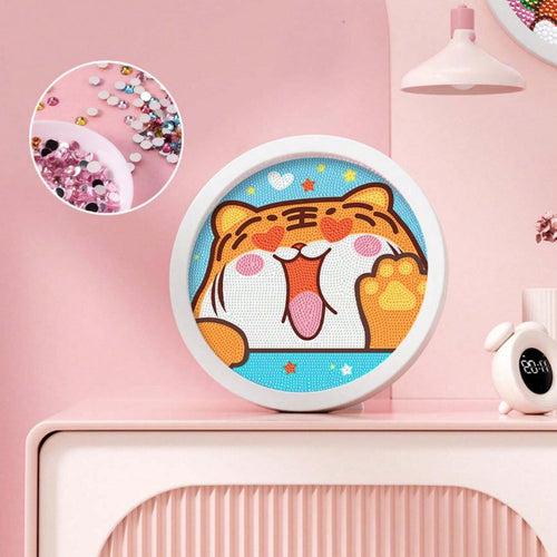 Cute Animals: Round Sparkling Diamond Painting Kits with Easel Stand- Adorable DIY Art Kit