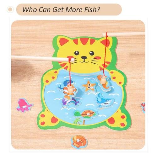 Animal Design Wooden Board Fishing Game for Kids