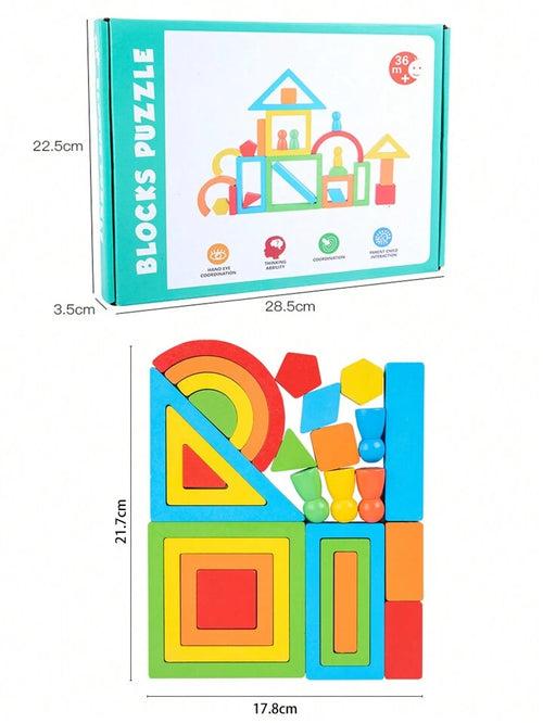 Wooden Geometric Building Blocks Puzzle for Kids