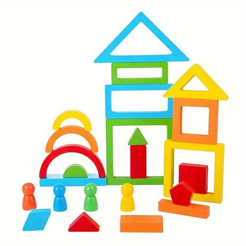 Wooden Geometric Building Blocks Puzzle for Kids