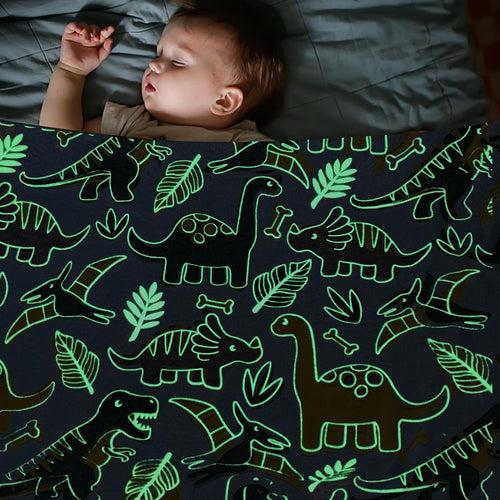 Premium Super Soft Warm Cozy Furry Blanket Glow in The Dark (5ft x 6ft) (Dino)