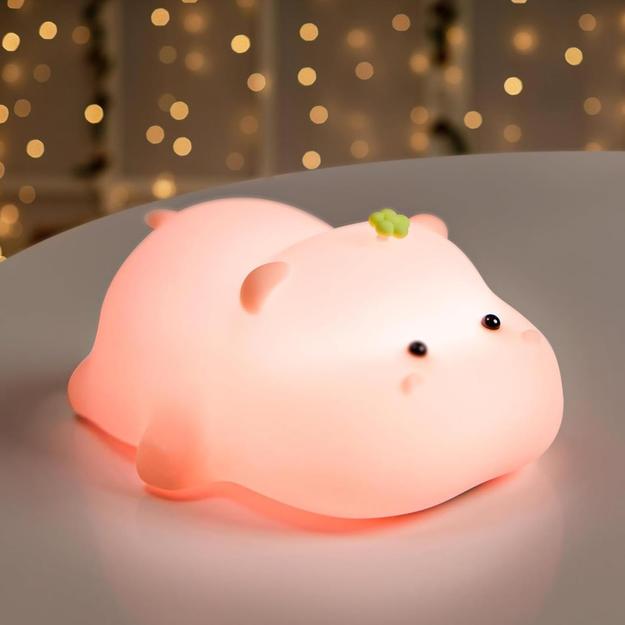 Cute Baby Hippo Design Silicone Night Light