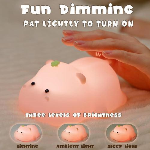 Cute Baby Hippo Design Silicone Night Light