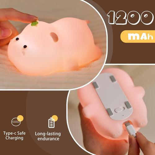 Cute Baby Hippo Design Silicone Night Light