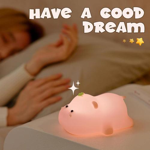 Cute Baby Hippo Design Silicone Night Light