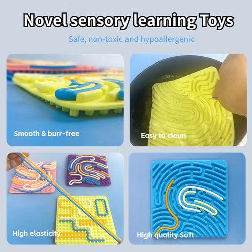 Silicone Sensory Maze Board Fidget Toy for Kids (Random Color)